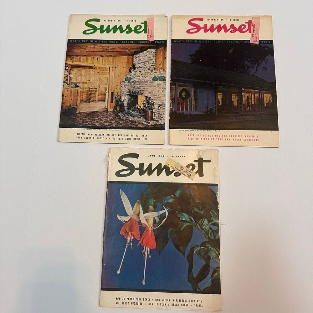 Vintage Lot (3) of Sunset Magazine from 1940 and 1941